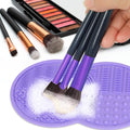 Makeup Brush Cleaner, Silicone Cosmetic Makeup Brush Cleaner Mat Pad Cleaning Tool, Portable Washing Cleaner with Suction Cup for Makeup Cosmetic Brushes (1 piece Purple)