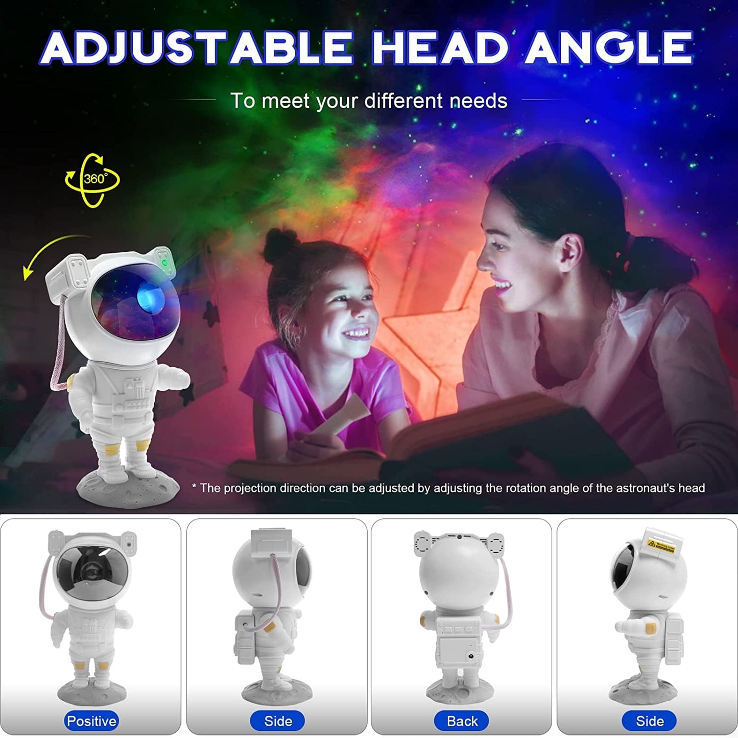 LEANJU Projecteur d'étoiles Galaxy Veilleuse, Lampe de Plafond LED Nébuleuse Étoilée Astronaute avec Minuterie et Télécommande, Cadeau pour Enfants Adultes pour Chambre, Noël, Anniversaires, Saint-Valentin etc (Blanc)