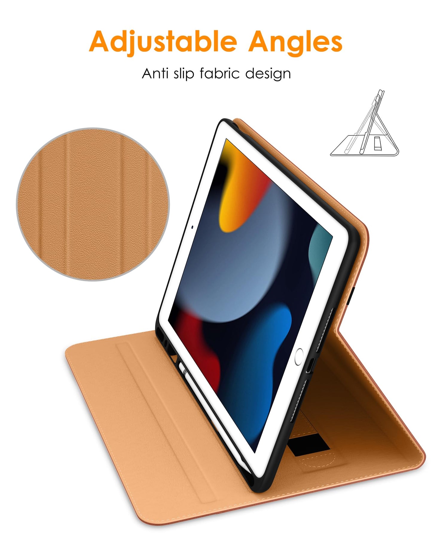 DTTO for iPad 9th/8th/7th Generation 10.2 Inch Case 2021/2020/2019, Premium Leather Business Folio Stand Cover with Apple Pencil Holder - Auto Wake/Sleep and Multiple Viewing Angles, Dark Brown