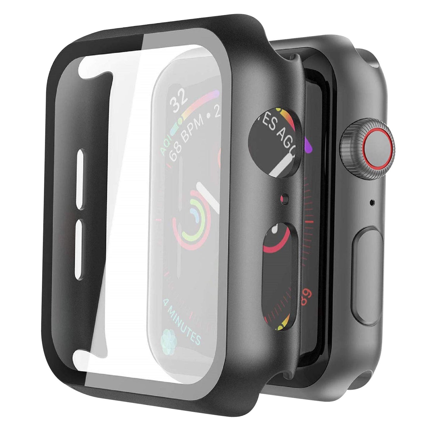 Misxi 2 Pack Hard PC Case with Tempered Glass Screen Protector Compatible with Apple Watch SE 2 (2024) SE Series 6 Series 5 Series 4 40mm- Black