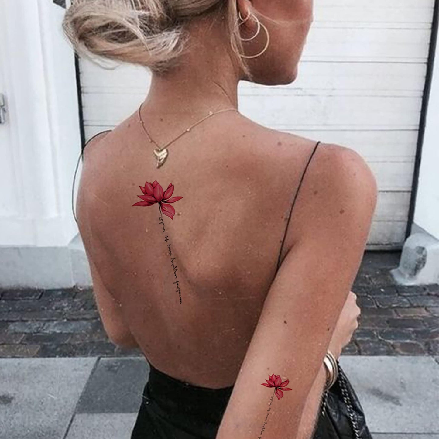 Ooopsi 10 hojas de tatuajes temporales de flores grandes: calcomanías de tatuajes corporales sexys para mujeres y niñas para brazos, piernas, hombros o espalda