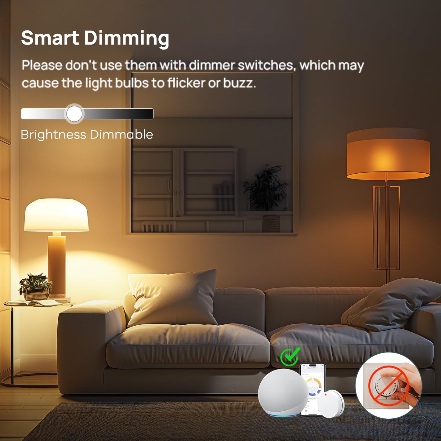 Linkind Matter Smart Light Bulb, Smart Bulbs Work with Apple Home/Siri/Alexa/Google Home/SmartThings, LED Color Changing Light Music Sync RGTBW, Smart Home, 60W 800LM A19 E26 2.4Ghz WiFi Only, 2 Pack