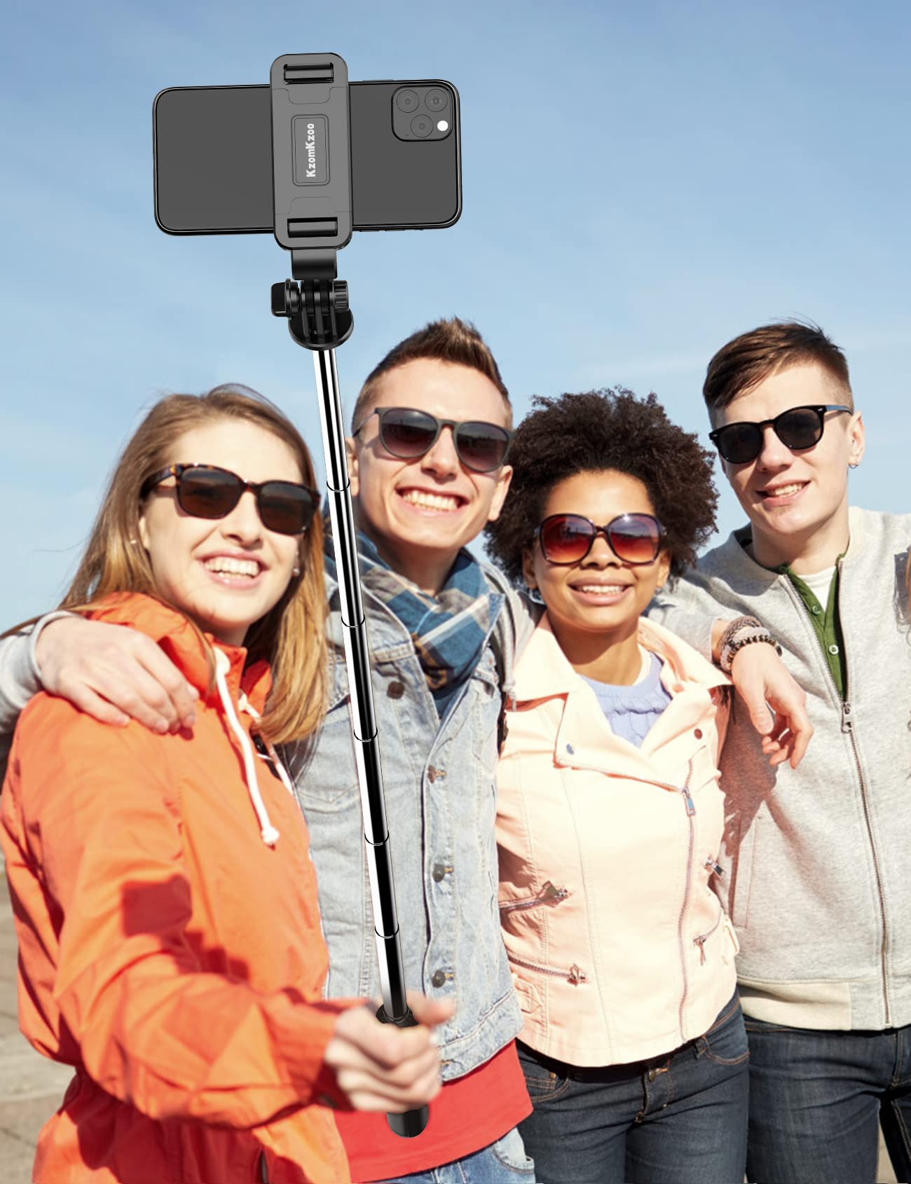 Trípode para selfies con control remoto inalámbrico desmontable, 4 en 1, extensible, portátil y soporte para teléfono compatible con GoPro, iPhone/Samsung/Huawei