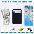 Fulgamo 3Pack Cell Phone Card Holder Pocket for Back of Phone,Stretchy Stick on Wallet Credit Card ID Case Pouch Sleeve Self Adhesive Sticker with Flap for iPhone Samsung Galaxy-2Black+1Navy Blue