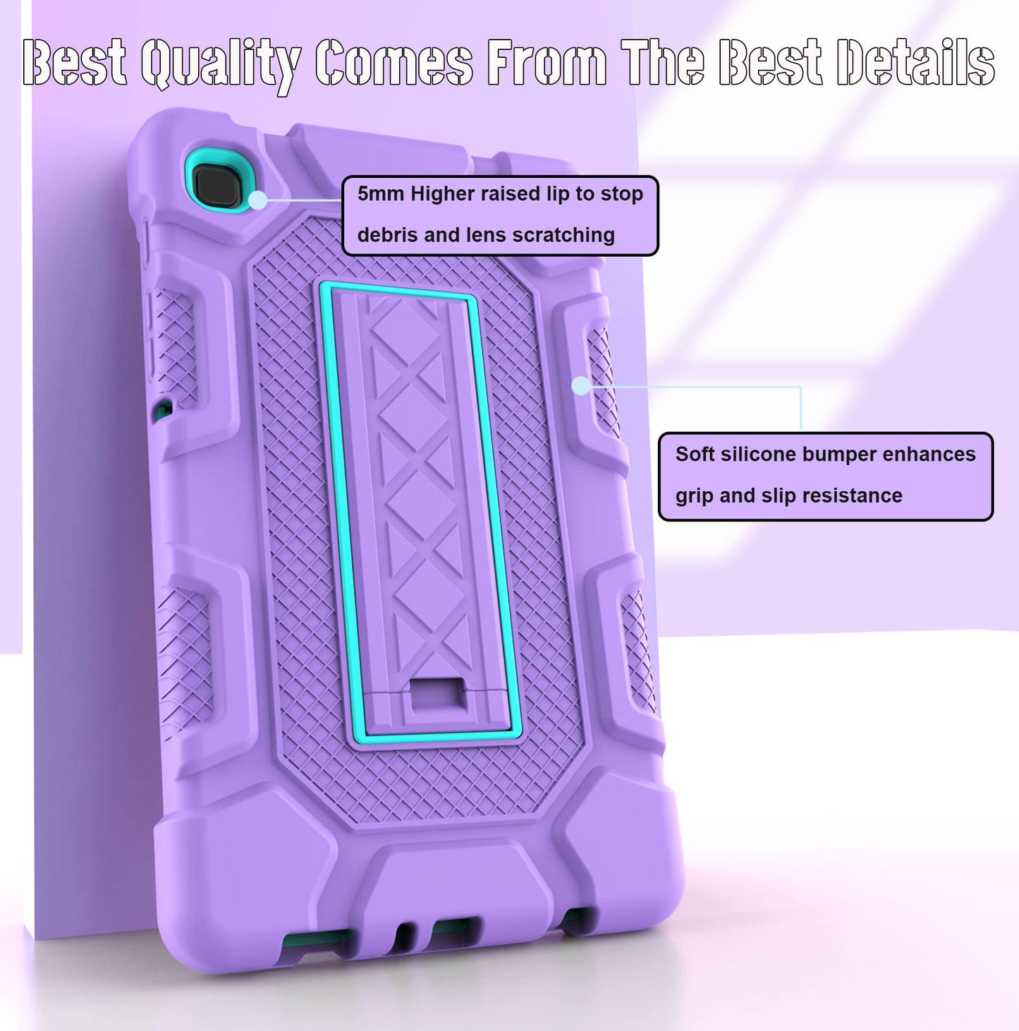 Rantice Samsung Galaxy Tab A7 Lite Case for Kids 8.7 Inch 2021 with Kickstand, Shockproof Rugged (SM-T220/T225), Purple+Green