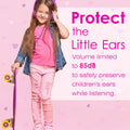 FosPower Kids Headphones with LED Cat Ears (Safe Volume Limit 85 dB), 3.5mm On-Ear Wired Headphones with Laced Tangle-Free Cables for Boys/Girls/School/Travel - Hot Pink/Purple