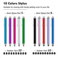 Stylus Pens for Touch Screens, Stylushome 10 Pack 0.24"+0.36" High Sensitivity Stylus with 20 Pcs Replacement Capacitive Tips for iPhone iPad Android PC Tablets All Universal Touchscreens