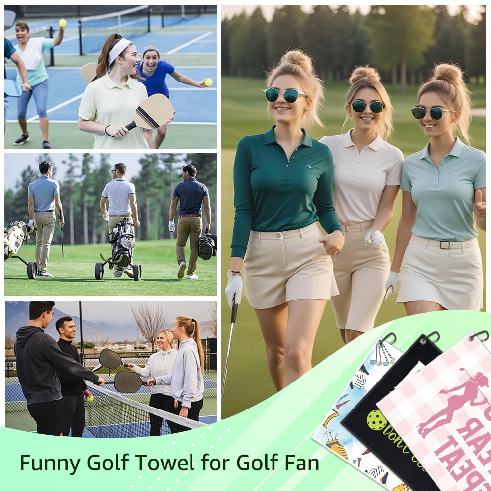 WUUCKOO Show How to Golf Printed Golf Towel, Funny Golf Towel for Golf Bag with Clip, Golf Accessories for Women, Xmas Birthday Gifts for Golfer Golf Lover, Golf Gifts for Lady, Ladies Golf Towel