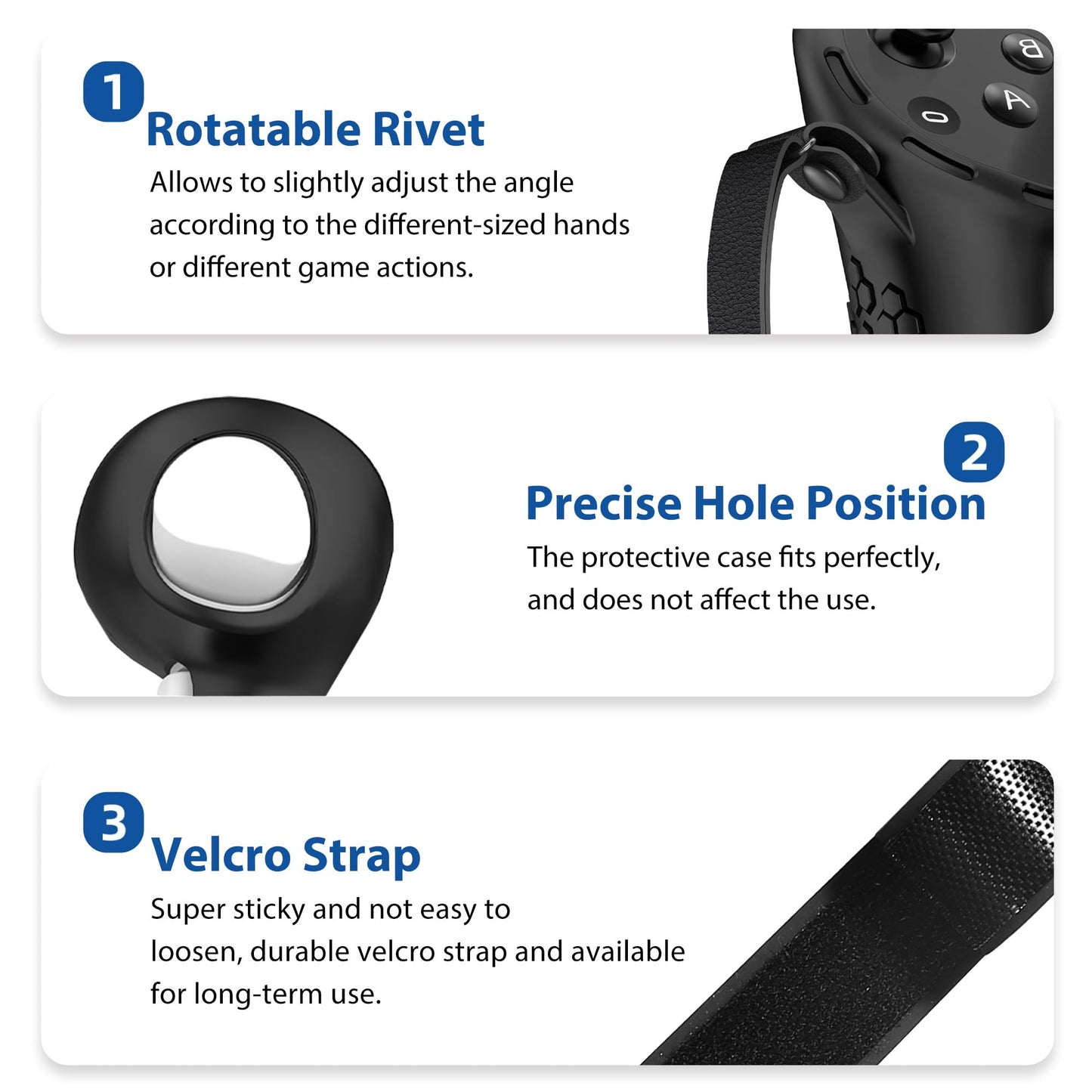 Controller Grip Cover for Quest 3/Quest 3S Accessories DOBEWINGDELOU Silicone Grips Strap Cover Protector with Knuckle Straps Black