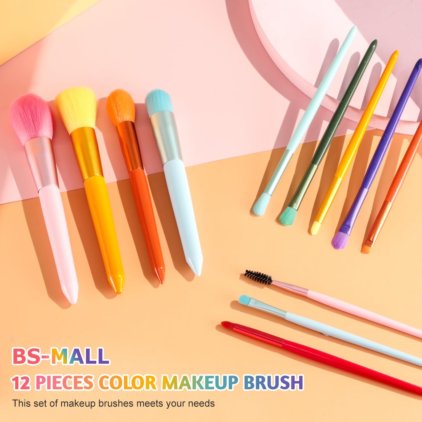 BS-MALL Makeup Brushes Colorful 12 Pcs Makeup Brush Set Foudation Concealer Blush Eyeshadow Brush