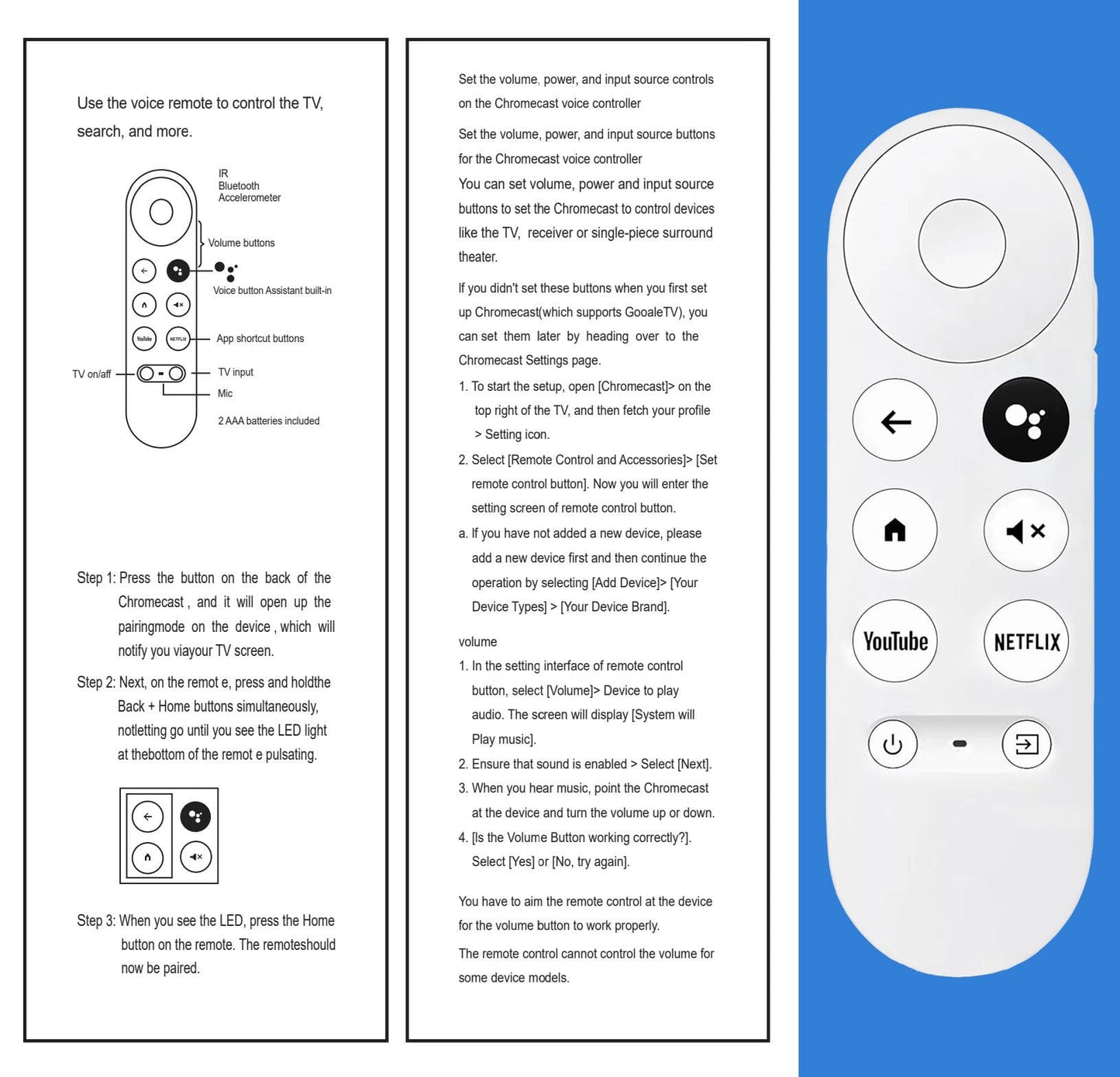 Nuevo control remoto de voz actualizado para Google Chromecast 4k Snow/HD TV, control remoto de repuesto para G9N9N, GA01920-US, GA01409-US, GA01923-US, GA01919-US