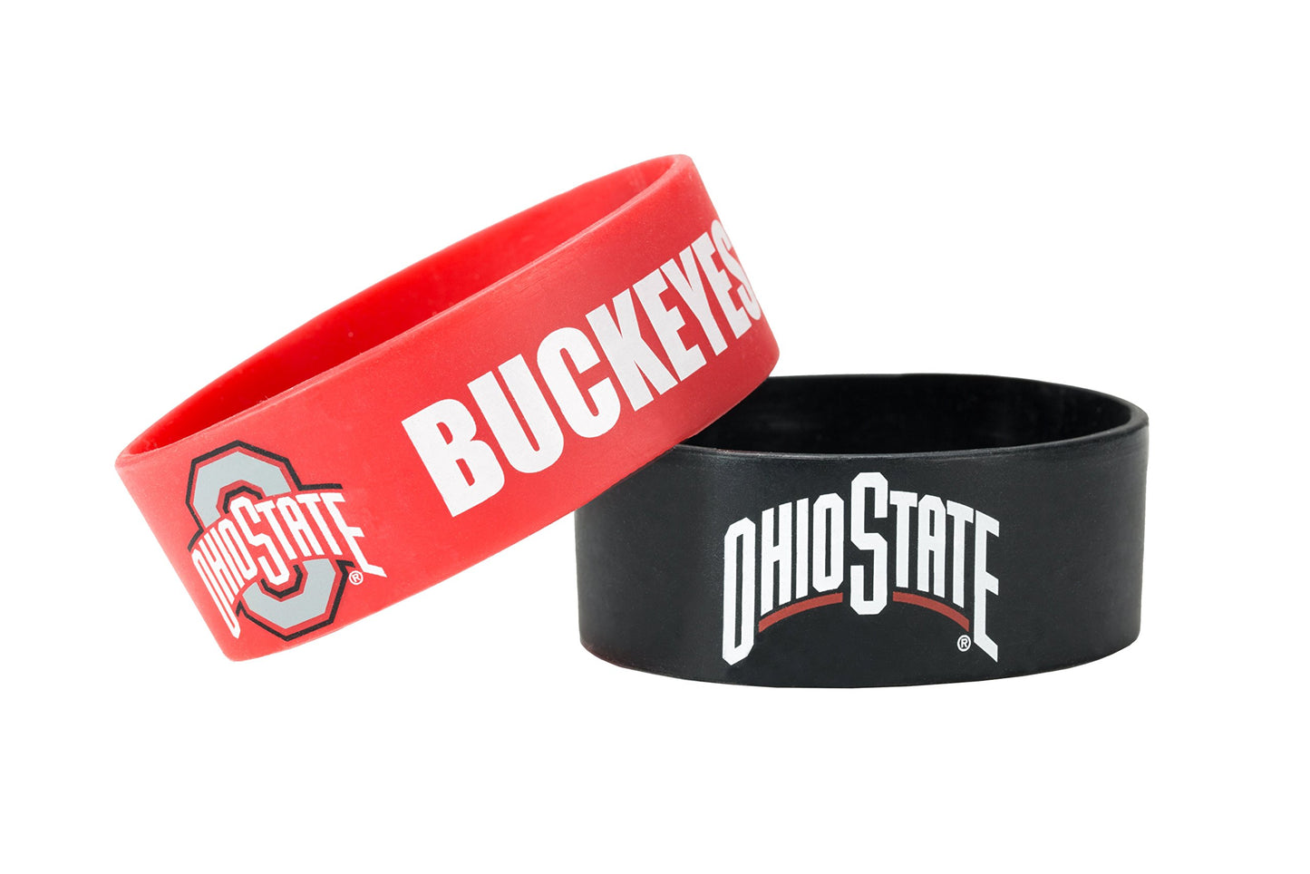 Pulseras anchas de silicona de los Buckeyes de Ohio State de la NCAA, paquete de 2