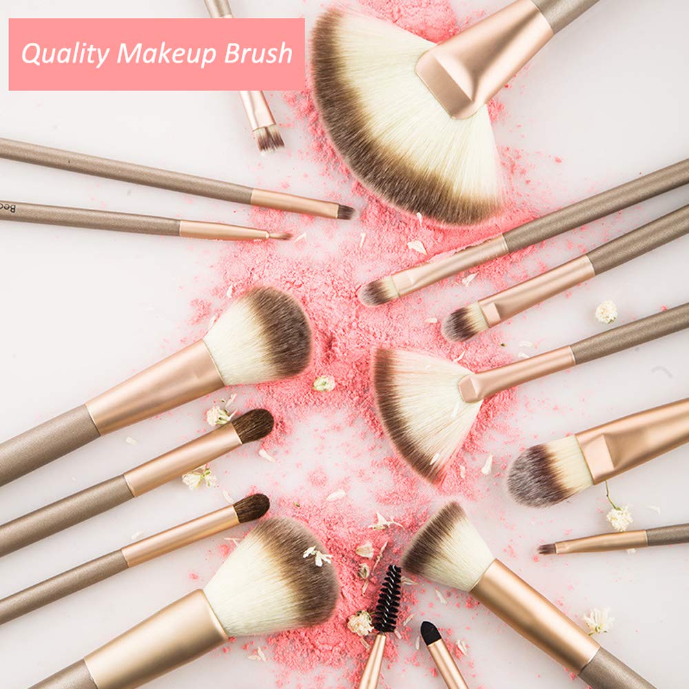 NEVSETPO Makeup Brushes, Makeup Brush Set Makeup Kits 28Pcs with Beauty Blenders Silicone Face Mask Brush Synthetic Foundation Powder Concealers Eye shadows Blush Travel Makeup Bag Included, Champagne