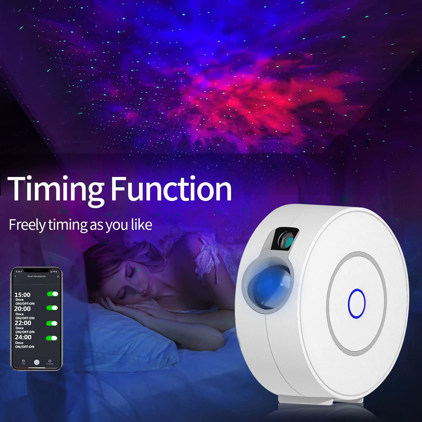 Projecteur d'étoiles intelligent CHIGIH Galaxy, veilleuse LED ciel étoilé, veilleuse de plafond nébuleuse avec application et commande vocale pour salle de jeux, chambre à coucher, home cinéma, tente de camping