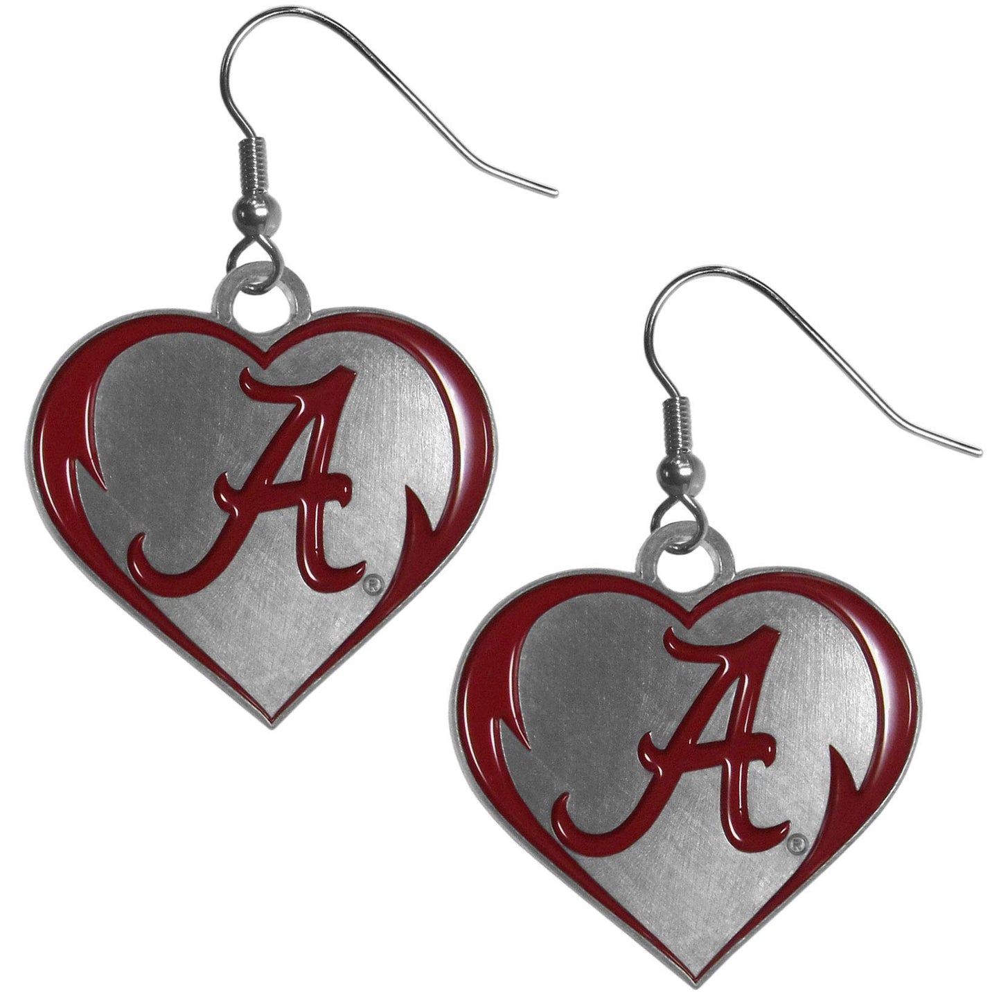 Siskiyou Sports NCAA Alabama Crimson Tide Womens Heart Dangle Earrings, Team Color, One Size