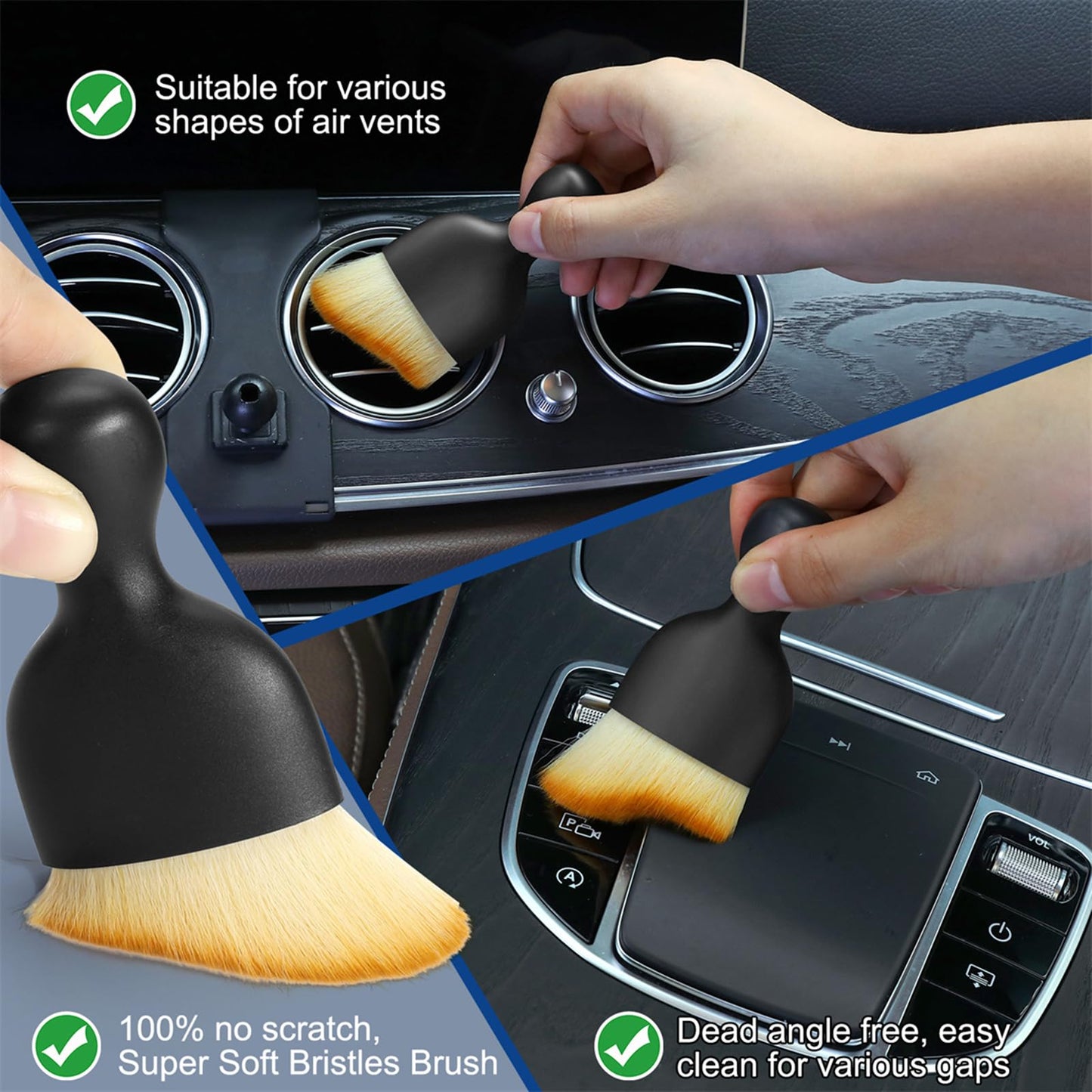 Fitosy Car Interior Duster Detail Brush Cleaning Gel Kit, Soft Dash Vent Dusting Slime Putty Detailing Brushes Accessories Essentials Supplies Tools for Auto,Truck,SUV,RV