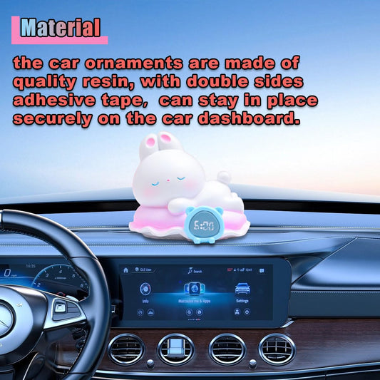 Cute Rabbit Car Dashboard Decoration, Resin Car Dash Decorations, Car Interior Decoration Ornament Accessories for Women Funny Presents (Sleeping Rabbit)