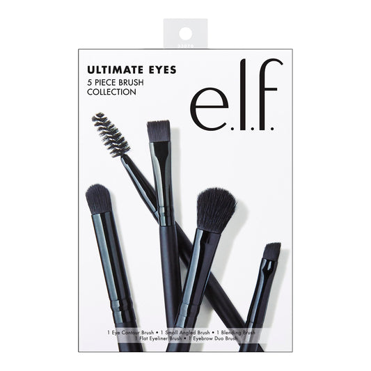 e.l.f. Ultimate Eyes 5 Piece Brush Collection, Makeup Brushes For Eyeliner, Eyeshadow, Brows & more, Vegan & Cruelty-Free