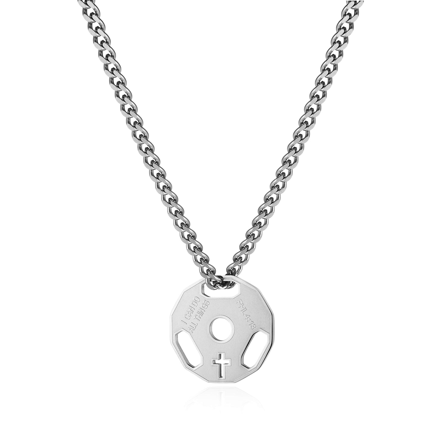 Collier avec pendentif en chaîne d'haltère et haltère en acier inoxydable pour homme HZMAN