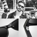 Gafas de sol cuadradas de moda con protección UV400 para hombres y mujeres, gafas de sol de diseño retro con protección contra rayos UV (empaquetado simple en color negro)