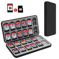 Étui de jeu FYY Nintendo Switch - Support de jeu Nintendo Switch noir pour étui à cartouche Nintendo Switch avec 24 emplacements pour cartes de jeu et 48 emplacements pour cartes Micro SD, étui pour cartes Switch - Coque rigide, doublure en silicone