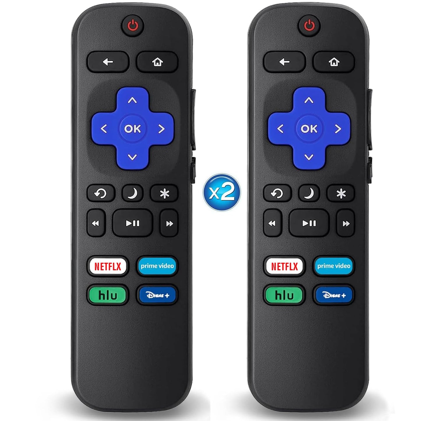 2Pcs Replacement Remote Control Compatible for Roku TV, Universal Remote Fit for Hisense/Onn/TCL/Sharp/Element/Philips/Hitachi/JVC/RCA/Insignia/Sanyo/LG RokuSeries Smart TVs (Not for RokuStick & Box)