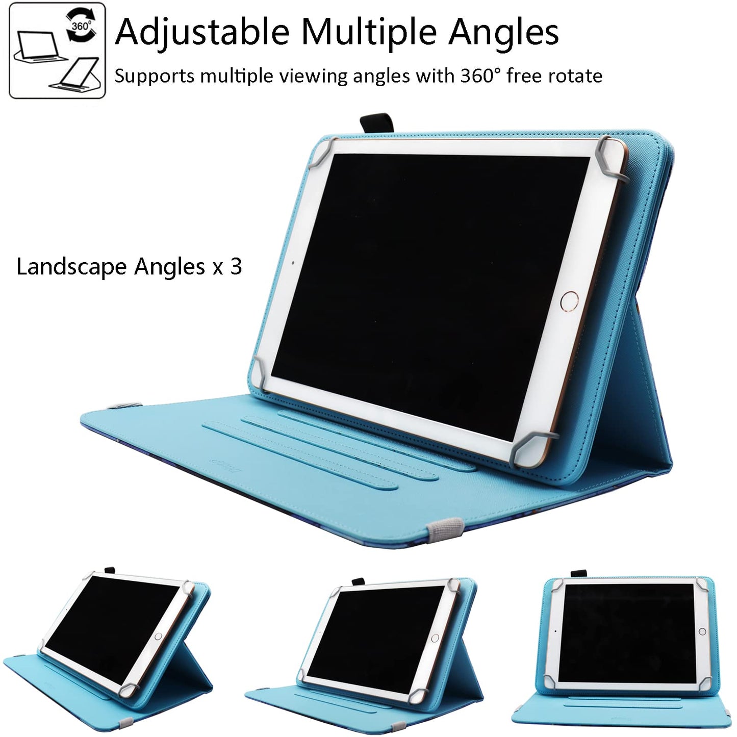 Universal 10 10.1 Inch Android Tablet Case, Dluggs 360 Degree Rotating Multi-Angle Viewing Stand Universal Case Cover for 10 10.1 and All 9.5-10.5 Inch Tablet, Shiny Butterfly