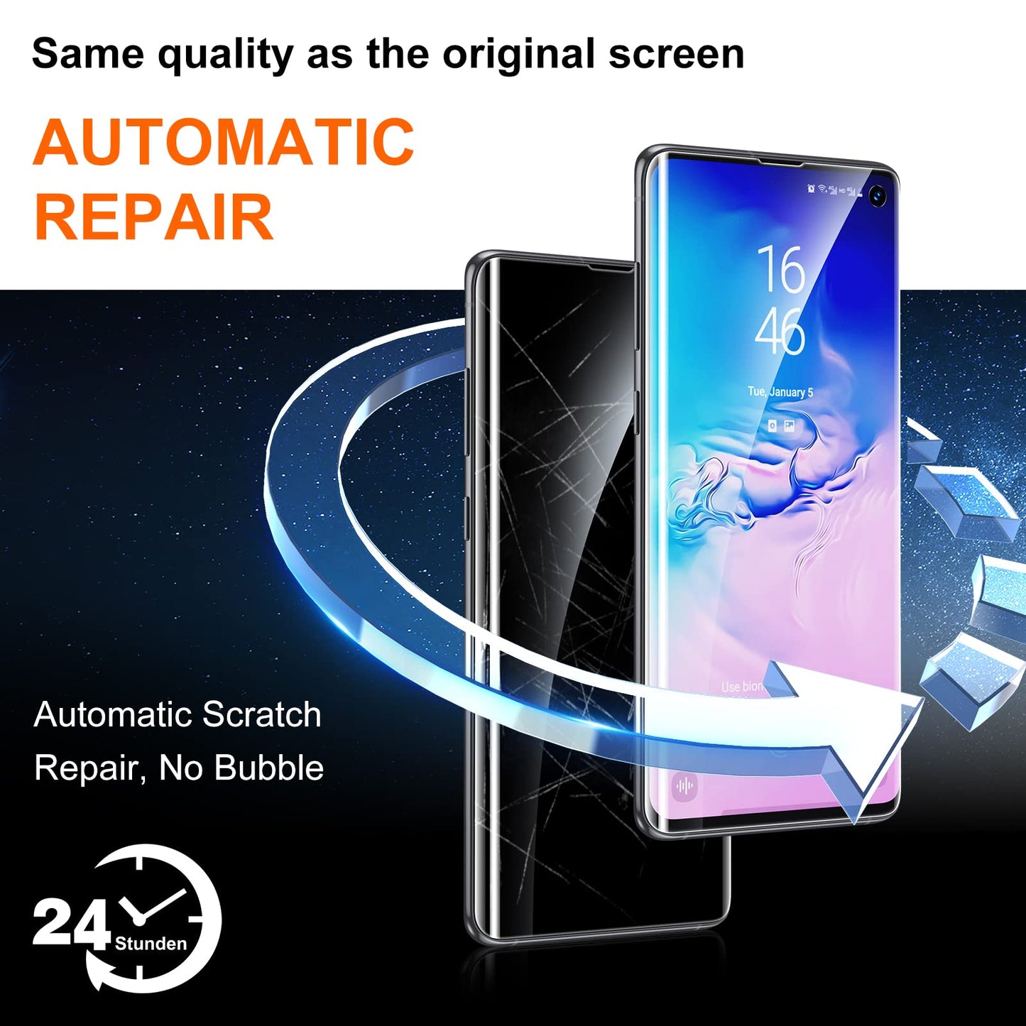 UniqueMe [2+2 Pack] Unique Me Compatible with Samsung Galaxy S10 Full Coverage Flexible TPU Screen Protector and Camera Lens Protector 【Not Fit for Samsung S10 Plus】