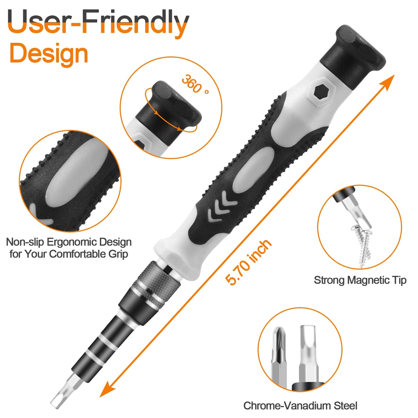 NECAMOCU Precision Screwdriver Set, Professional Grade 115 in 1 Magnetic Repair Tool Kit for Electronics, Computer, iPhone, Laptop, Game Console, Watch, Eyeglasses, Modding, and DIY Projects