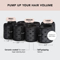 Kitsch Ceramic Thermal Rollers - Self Grip Hair Rollers for Blowout Look Long Hair, Curlers for Short Hair and Medium Hair, Volume Curls, Ceramic Coated Core, Easy to Use, All Hair Length - Black, 8pc