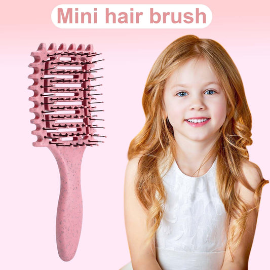 Mini Hair Brush, Travel Hair Brush, Compact Mini Detangler Brush for Easy Styling On-the-Go, Suitable for All Hair Types (Green)