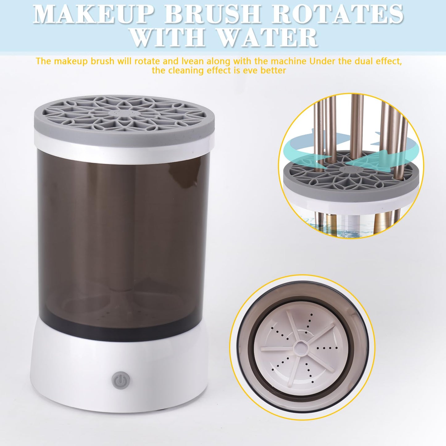 lux queen 2024 New Electric Makeup Brush Cleaner, Automatic Positive And Negative Turbines,Automatic spin drying Makeup Brush Cleaner Fit with Makeup Brush Drying Rack For All Size Makeup Brush