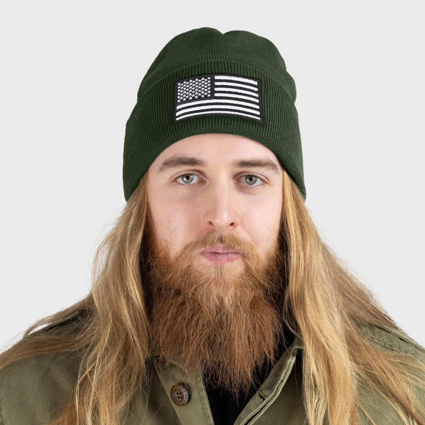 American Flag Embroidered Beanie Winter Hat for Men Women, Multi-Season Military Tactical Gear Police Army Winter Warm Hat