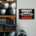 Gym Posters For Home Gym Motivational Wall Art Decor Gym Room Tin Sign Nobody Cares Work Harder Sign Gym Metal Signs Boxing Poster Funny Garage Work Signs Motivation Workout Posters 8x12 Inch