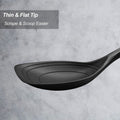 Large Silicone Cooking Spoon, Non-Stick Solid Spoon set with Deep Bolw and Measurement Mark for Mixing, Serving, Draining, Scooping, Scraping, Heat Resistant Kitchen Utensils, Black