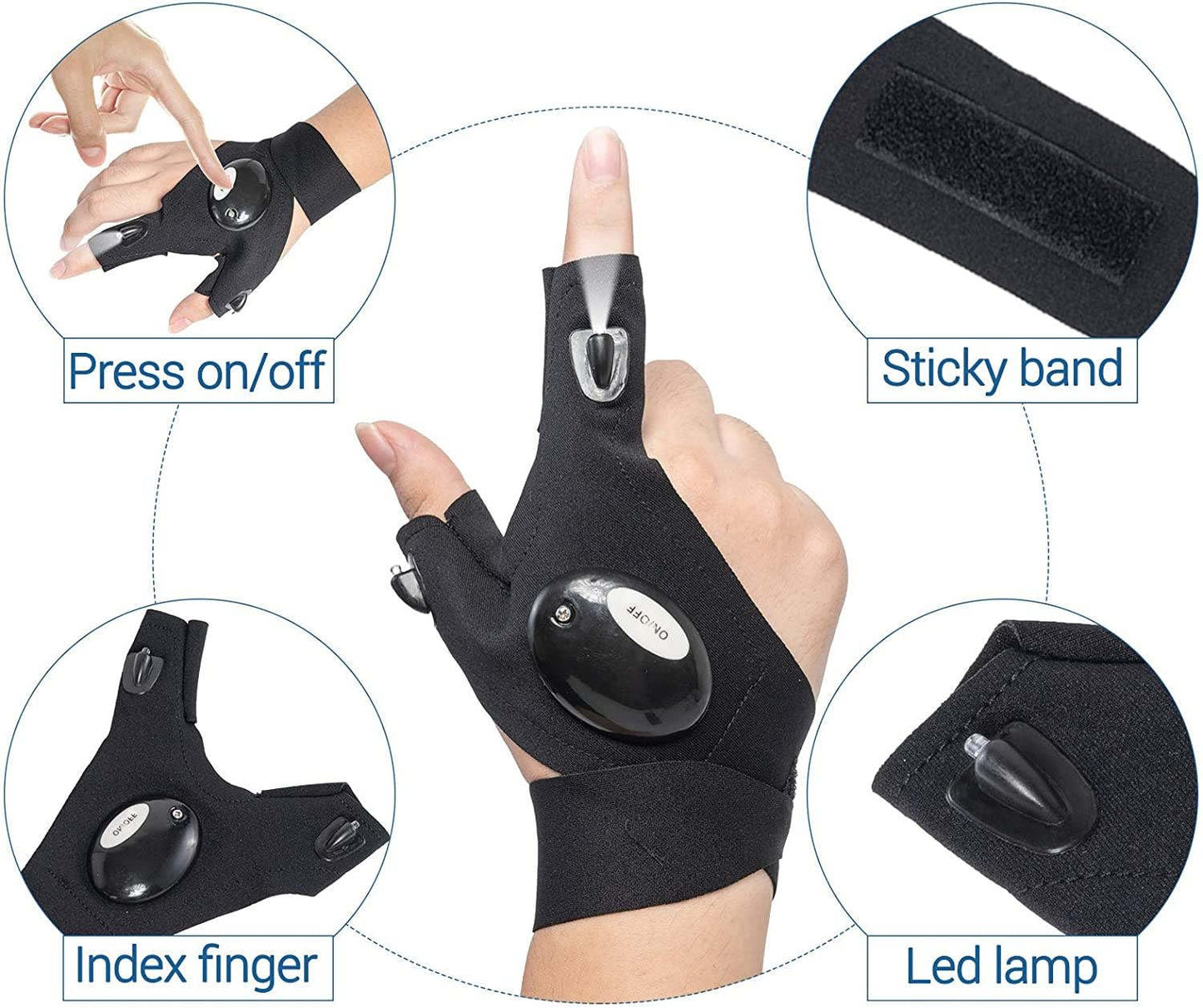 Guantes con linterna LED Mobi L1FE Gadgets geniales para hombres Equipo de camping Gadgets tecnológicos Regalos de cumpleaños para alguien que lo tiene todo Los gadgets de camping más geniales