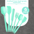 HAKSEN Silicone Spatula Set of 6, Green Baking Utensil Set, High Temperature Resistant, Food Grade Silicone, Dishwasher Safe, for kitchen Baking Cooking(Green)