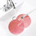 Makeup Brush Cleaning Mat, Silicone Makeup Brush Scrubber, Makeup Brush Cleaner Pad, Cosmetic Brush Cleaner, Brush Cleaning Pad, Suitable for Makeup Brush, Makeup Sponge, Powder Puff (Pink)