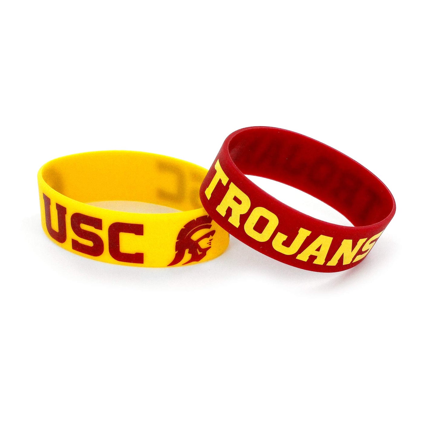 Pulsera ancha de silicona Aminco NCAA USC Trojans, paquete de 2, color del equipo, talla única