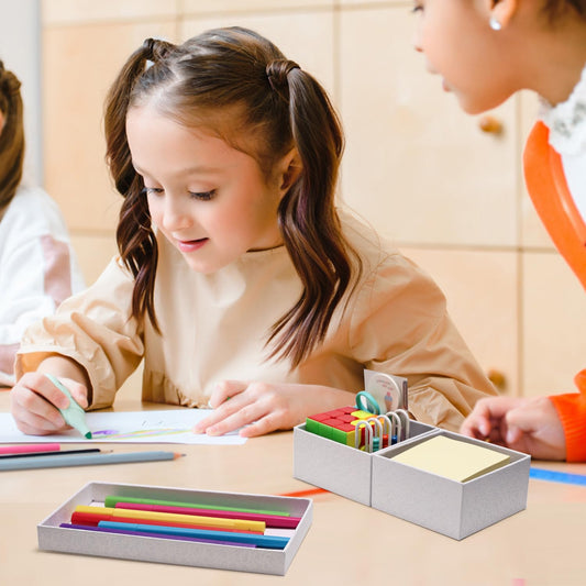 Organizador de escritorio xiepipipaper, accesorios de escritorio de oficina, organizador de escritorio de cartón con soporte para lápices y bolígrafos y bandeja para notas adhesivas, almacenamiento de clips, color blanco