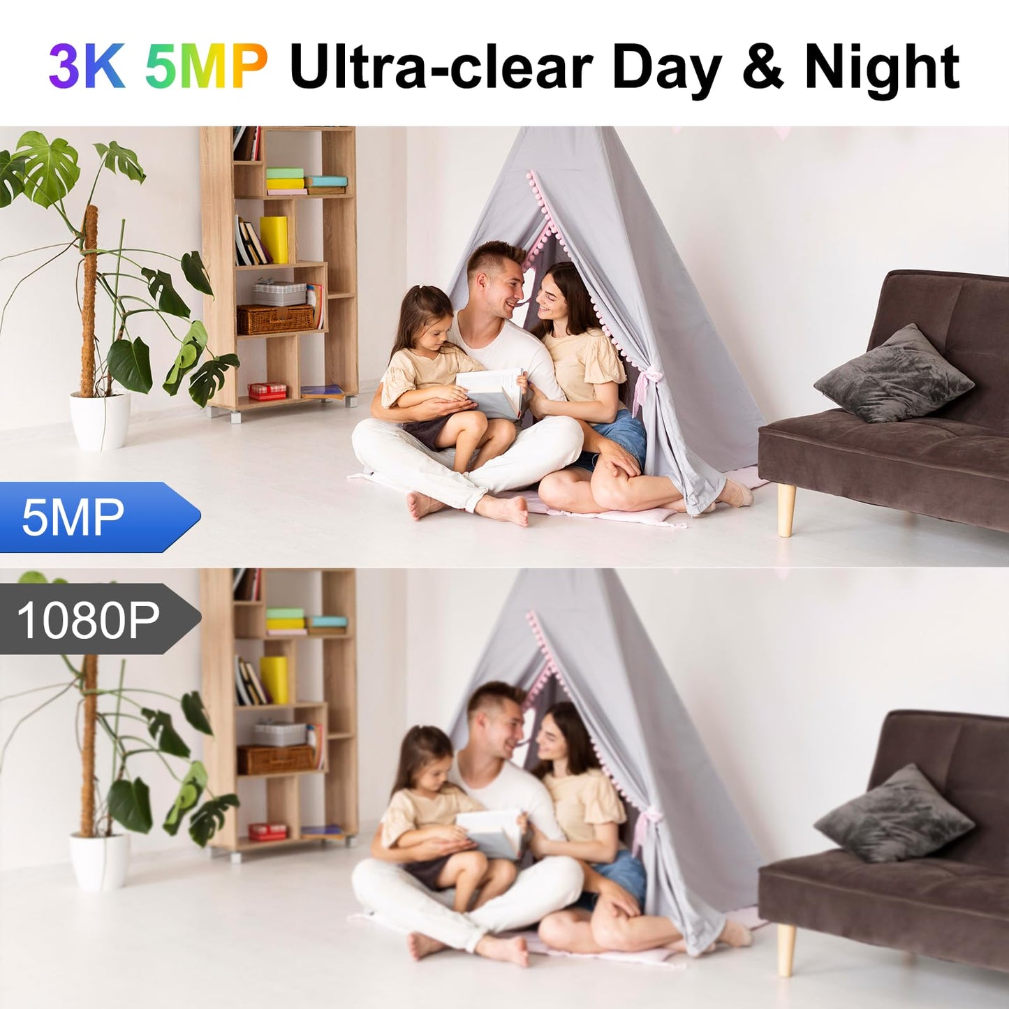 SYMYNELEC Indoor Camera for Home Security: 2.4G Wireless WiFi Baby Monitor with Phone App - 3K Smart Video Camera for Room - Pet Dog Kids Monitoring