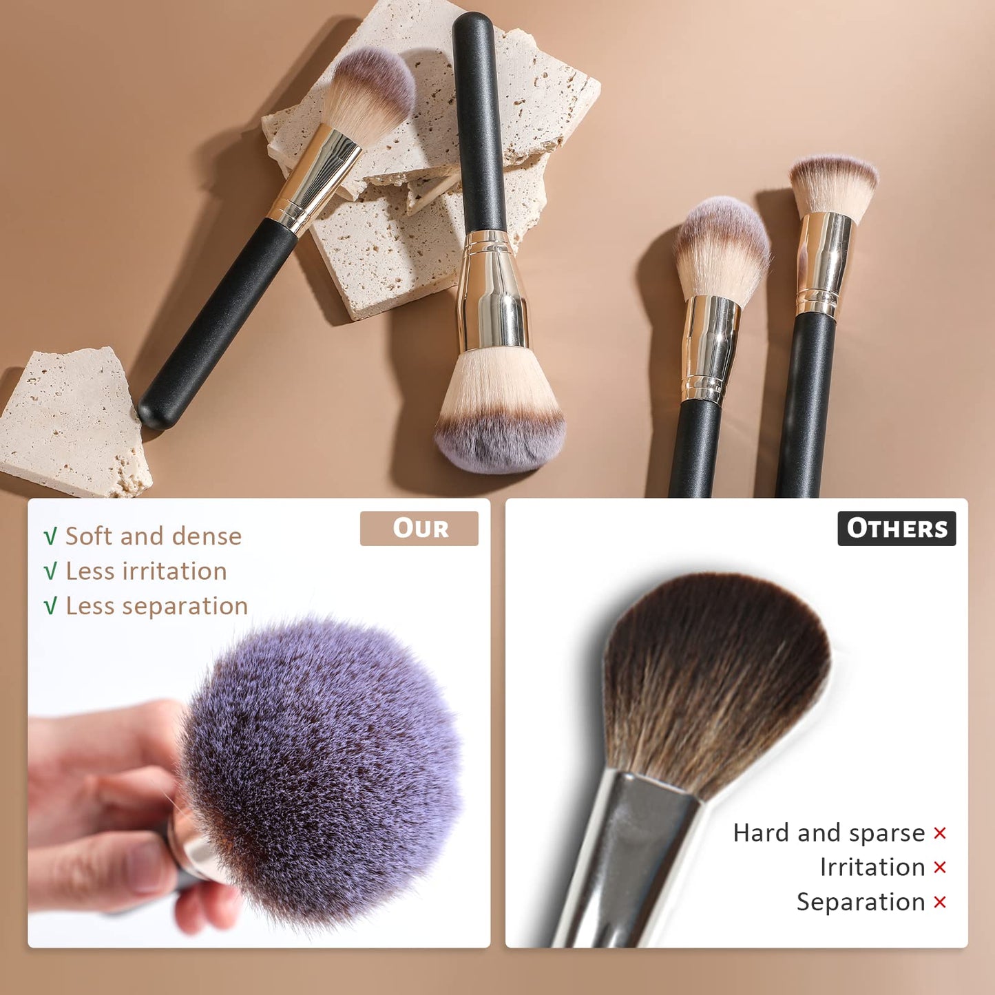 BS-MALL Makeup Brush Set 4 Pcs Premium Foundation Synthetic Powder Concealers Makeup Brushes Big Cosmetic Brushes…