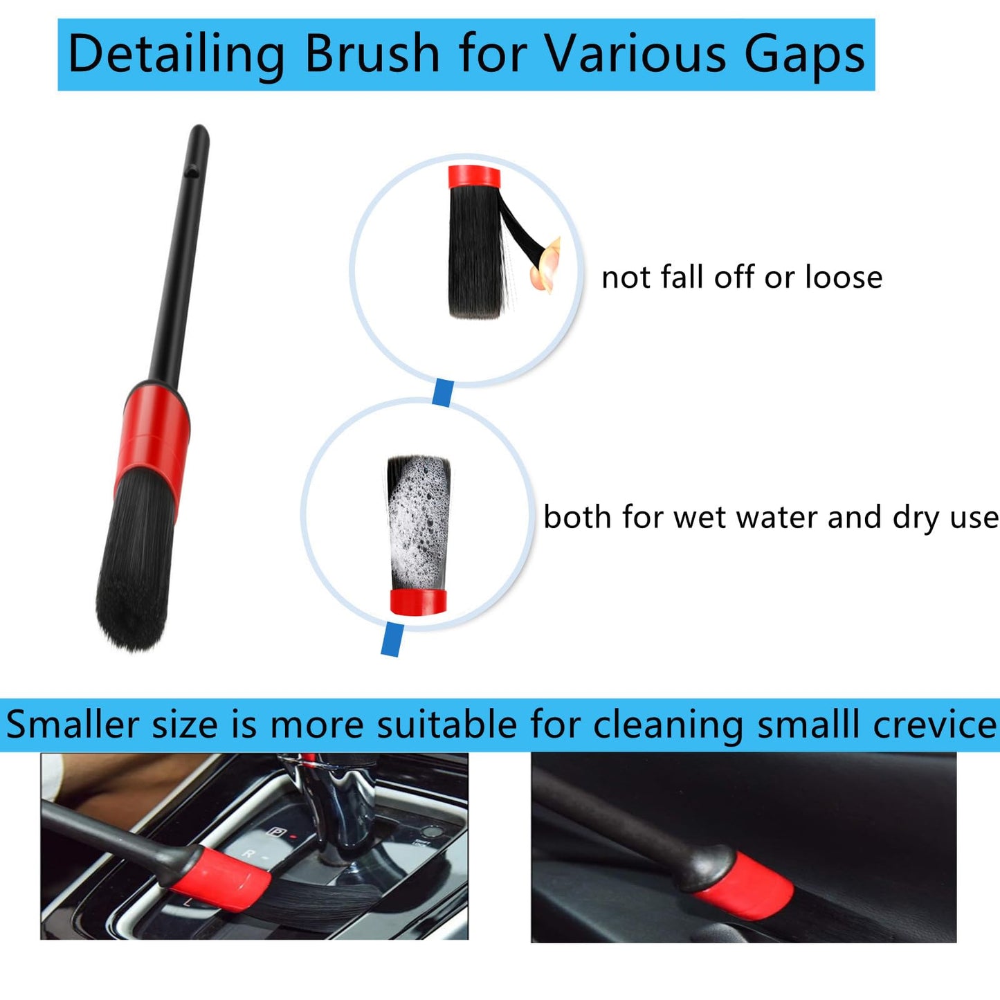 Fitosy Car Interior Duster Detail Brush Cleaning Gel Kit, Soft Dash Vent Dusting Slime Putty Detailing Brushes Accessories Essentials Supplies Tools for Auto,Truck,SUV,RV