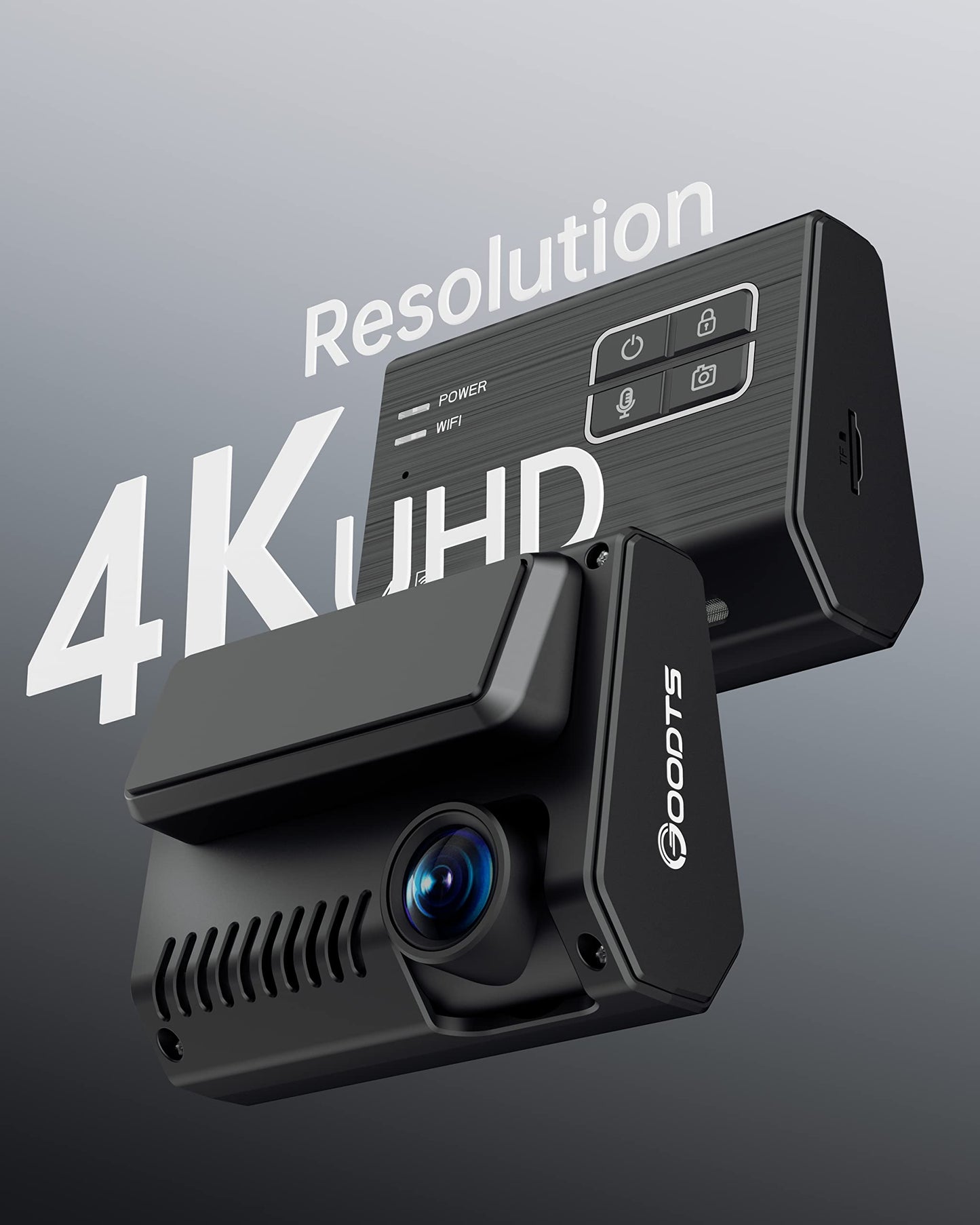 4K Dash Cam Front, GOODTS Car Camera 2160P with WiFi, Dash Camera for Cars with Dedicated Car Charger, Dashcam with App Control,G-Sensor,Parking Monitor,Loop Recording,3M Bracket,Free 64GB SD Card