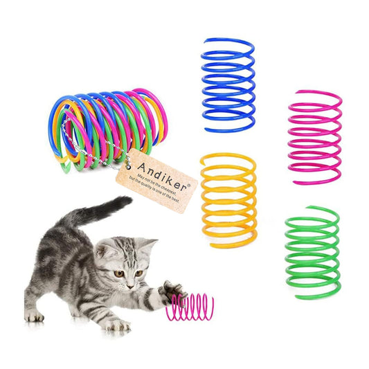 Andiker Cat Spiral Spring, 12 pièces Jouet créatif pour chat pour tuer le temps et rester en forme Jouet interactif pour chat Ressort en plastique lourd et robuste Jouet pour chat à ressorts colorés pour écraser, mordre, chasser Jouets pour chaton