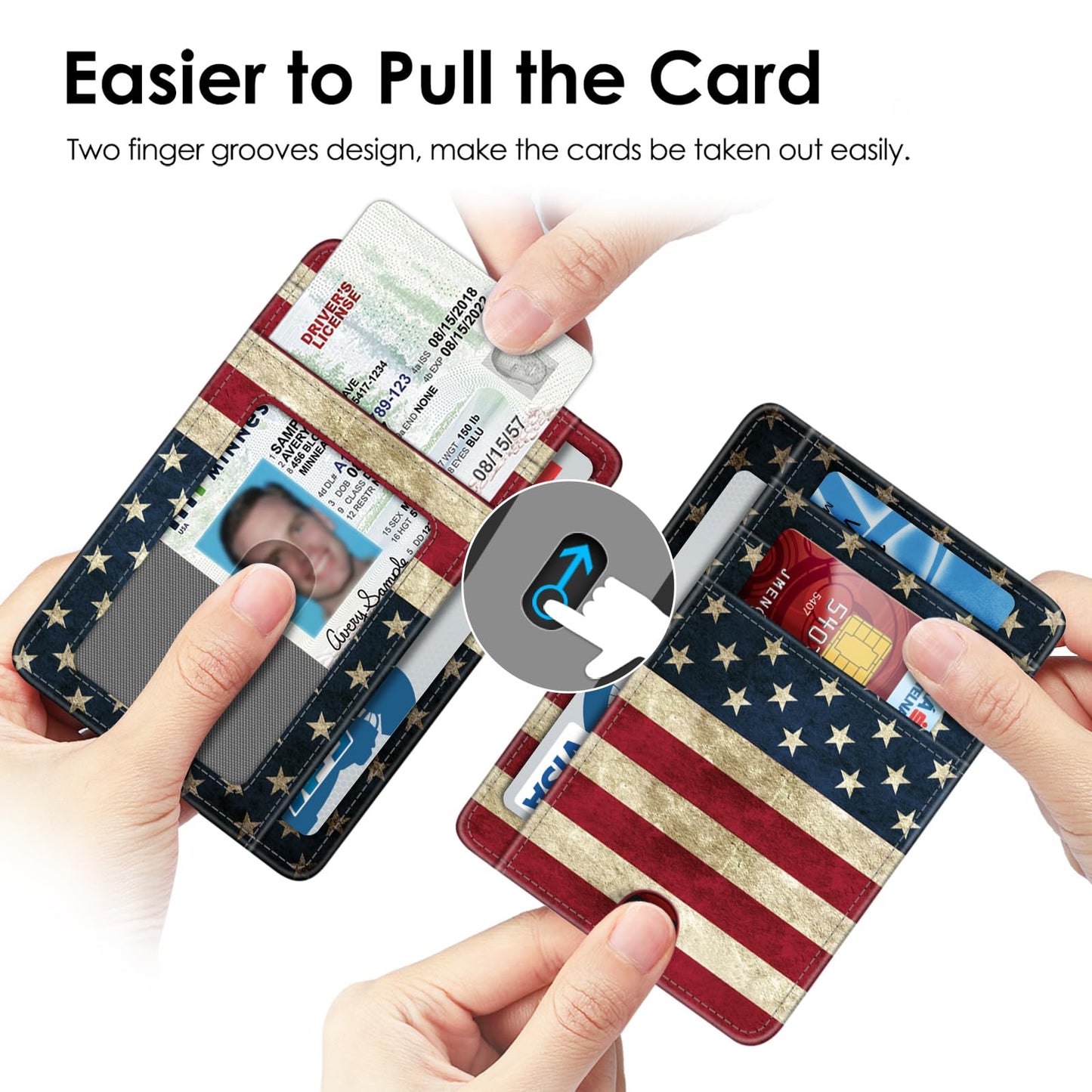 Fintie Slim Minimalist Front Pocket Wallet, RFID Blocking Credit Card Holder Card Cases with ID Window for Men Women (US-Flag)