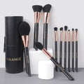 Makeup Brush Set 10 Pcs Premium Synthetic Foundation Powder Concealers Eye shadows Blush Makeup Brushes with Black Case (Black Gold)