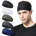 Acozycoo Mens Running Headband,5Pack,Mens Sweatband Sports Headband for Running,Cycling,Basketball,Yoga,Fitness Workout Stretchy Unisex Hairband (Black,White, Green, Dark Gray, Dark Blue)