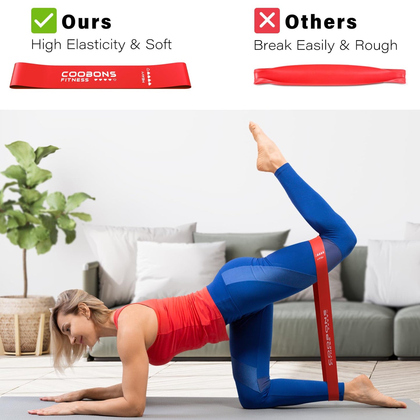 Bandas de resistencia para hacer ejercicio, bandas de ejercicio para mujeres y hombres, bandas elásticas de látex para yoga, pilates, rehabilitación, fitness y entrenamiento en casa, bandas de fuerza para glúteos