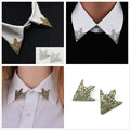 Zaky 5 Pairs Brooches Accessories Palace Retro Hollow Pattern Shirt Collar Brooch Buckle Angle Triangle and Simple Elegant Double Leaf Collar Pin Brooch Gold Silver Plant Brooch with Box